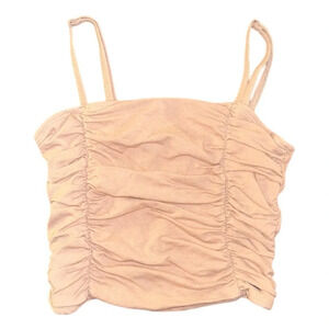 Hollister Ruched Cropped Tank Top Tan Brown